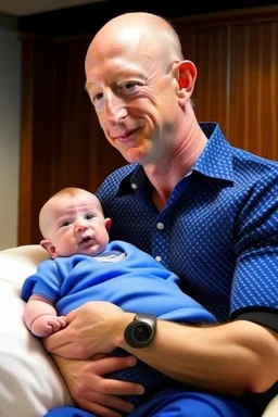 Jeff Bezos swaddling baby Mark Zuckerberg