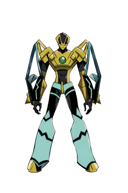 This new alien from the Ben 10 cartoon looks like an alien with an advanced and amazing appearance. He is distinguished by his slender and flexible body, which indicates his high alien capabilities. His skin appears light blue, adding to his feral character.A new space creature from Ben 10 cartoon. Strong and graceful. Advanced metal. Magical power, precise detail and intense power