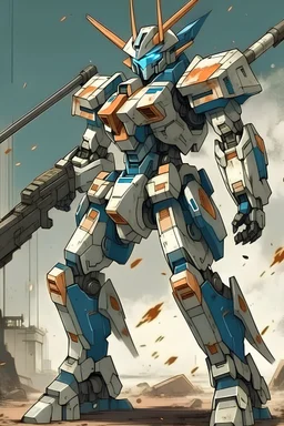 a japanese gundam with one eye, weilds a spear, high mobility type, lancer, nelson