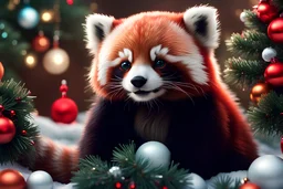 Imagine/ red panda, Christmas card,Hyper-detailed ,8k, by xanuth