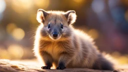 Strange, innovative, beautiful, unknown furry marsupial, exquisite body, striking fur, happy, intelligent, thoughtful, friendly, extreme characteristics, beautiful volumetric lighting, attractive composition, photorealistic, bokeh blur, extremely detailed, chiascuro