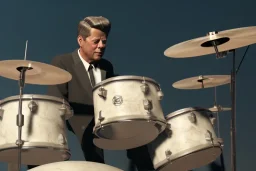 JFK playing the drums