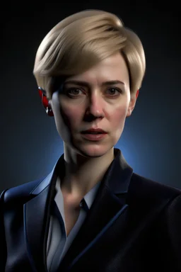 realistic british female prime minister of the future with blonde short hair