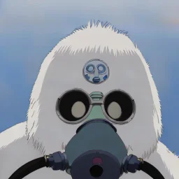 A Yeti with a gas mask