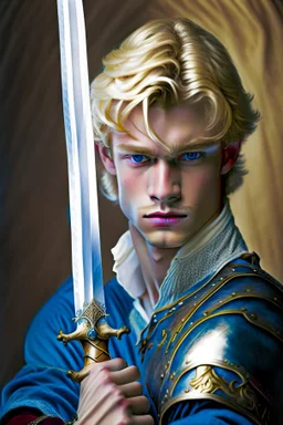 young blond adult royal swordsman with rapier