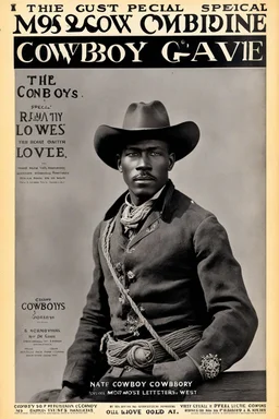 [high res photo cover] 1902 Cowboy magazine, special issue on Black cowboys, guest star: Nat Love, the most famous African cowboy of the Old West, [title of the mag in rope letters]