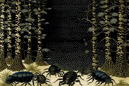 Black woods with beetles painted by Katsushika Hokusai