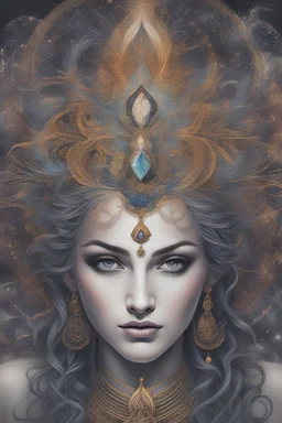 Aesthetic; Mesmeric; Gaslighted; Intuitive; Intriguing; Captivate; Persuasive Portrait Art **Featured Art:** "Stronger Together" - A portrait encapsulating themes of balance, resilience through gender collaborations/movements. **Appearance:** an artwork of Ardhanarishvara (a composite deity in Hindu mythology, comprising the masculine god Shiva and the feminine goddess Parvati. "the Lord who is half-woman" and symbolizes the union of the male and female aspects of the divine) that aims to captur
