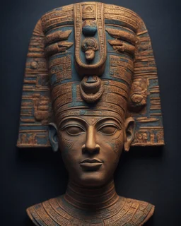 a very creative masterpiece clay art of ancient Egypt god, the design express power, mystery, magic power, high details, sharp focus, intricate details, vivid color, volumetric lights, Black Background,