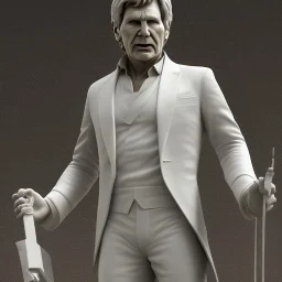 Greek white marble stature of harrison ford, full body, photo realistic, hight definition, 8k