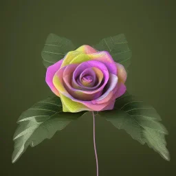 transparent multicolor crystal rose leaf