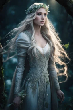 Very long hair. Rapunzel,beautiful ,flawless,long blonde hair,fairy crown, elven crown,sparkle,lily of the valleys,elven ears,pointed ears