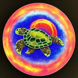 samurai space turtle with a supernova exploding behind