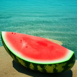 A watermelon in the ocean