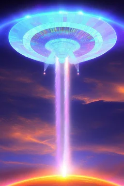 intergalactic very beautiful ufo rainbow futurist,mother ship pleiadien,crystal and light