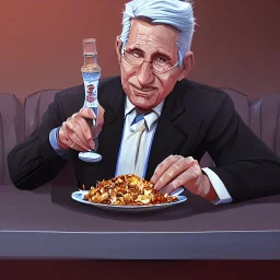 dr. Anthony fauci eating a bowl of Spike protein