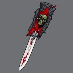 [art by George Perez] the name of this knife is "zombie killer", it is a nice bloody blade, well balanced in the hand. It destroyed a lot of zombies' brains