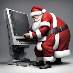 Santa Claus installing a Linux distribution
