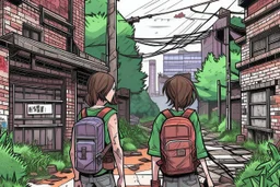 TLOU Town but as a coloured manga style