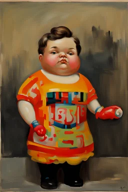 Big plastic fat Boy doll.19th painting