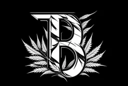 LETTER 'B' CANABIS LEAF BLACK AND WHITE RASTA