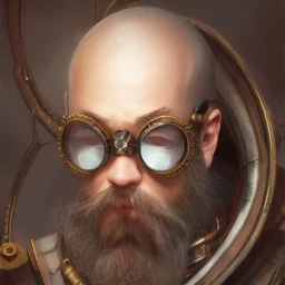 a _ fantasy _ style _ portrait _ painting _ of beautiful white male dwarf black hair short head smirk round face steampunk goggles rpg dnd oil _ painting _ unreal _ 5 _ daz. _ rpg _ portrait _ extremely _ detailed _ artgerm _ greg _ rutkowski _ greg