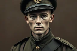 make a portrait of a soldier at the time of world war 1