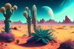 desert, vegetation, cosmos, people, sci-fi.
