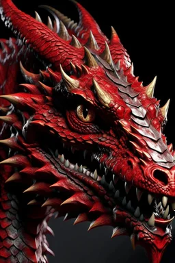 Ultra realistic photograph of red dragon's head