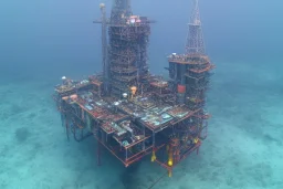 an oil platform under water