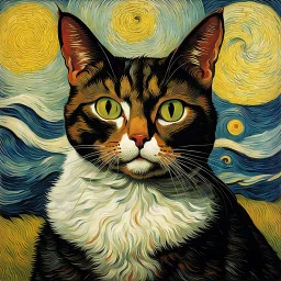 Portrait of a cat by Van Gogh