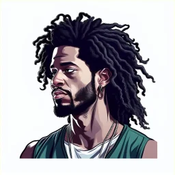 illustration art style black man long curly hair