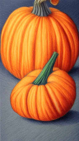 pencil drawing with colored pencils of a pumpkin