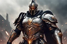 a futuristic version of ares in his armour and sword