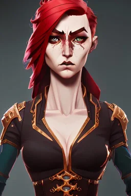 war-forged fantasy portrait inventor mechanical redhead