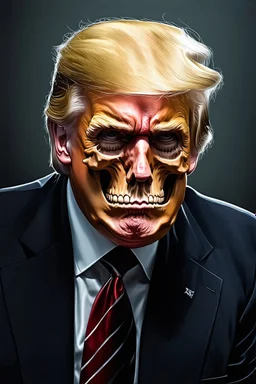 Portrait of Donald trump, realistic skeleton face
