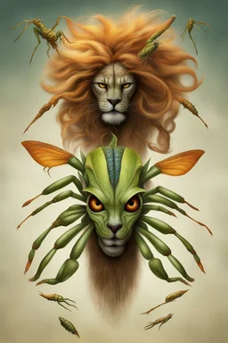 cavallette volanti con coda di scorpione, volto umano e criniera di leone