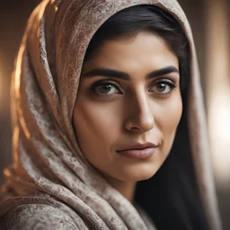 Iran Woman portrait, close-up, side lighting, blurred background, 4K