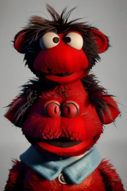 Waist up muppet Portrait, Nicolás maduro muppet doll, mustache, photo studio, red background, unreal engine 5, concept art, art station, ray tracing, lumen lighting, ultra detail, volumetric lighting, 3d.