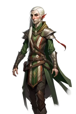 female on her thirties high elf ranger wearing medieval clothes with hands behind her back