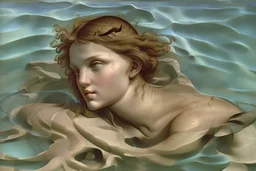 woman in camo swim in deep water by andrea del sarto