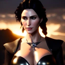 Ultra detailed fullbody Portrait in oil on canvas of beautiful busty Yennefer of Vengerberg ,extremely detailed digital painting, extremely detailed face, crystal clear eyes, mystical colors ,perfectly centered image, perfect composition, rim light, beautiful lighting,masterpiece ,8k, stunning scene, raytracing, anatomically correct, in the style of Steve Jung and robert e howard and Wizyakuza and Ohrai Noriyoshi and Simon Bisley and uncannyknack.