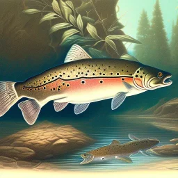 Antique brook trout drawing