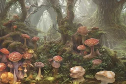 prompt 26: Enchanted forest mushrooms::1 luminous caps, mystical glen, fairy realm, macro fantasy, nature::0.9 magical, mushrooms, forest, enchanting, fantasy::0.7-ar 16:9 --v 5.2 --s 250