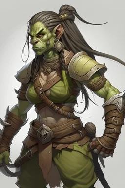 huge female orc braided ponytail barbarian dnd