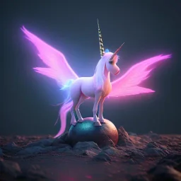 CM küre içinde fantastik unicorn ateşli kanatları olan