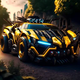 transformer bumblebee car, highly detailed, cinematic lighting