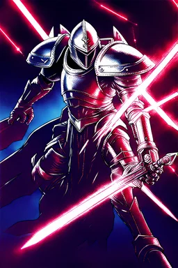 TCG fantasy artwork art of a heroic space knight with laser sword