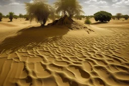 A brown savanna covered in sand painted by Antoni Gaudi