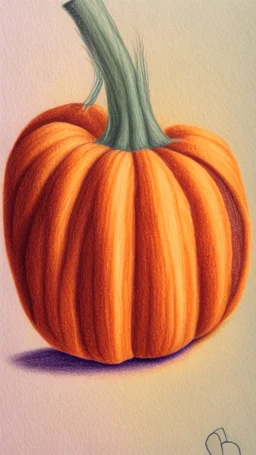 pencil drawing with colored pencils of a pumpkin